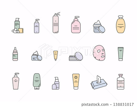 Make-up and cosmetic line icon set. Vector illustration. Make-up and cosmetic line icon set. Vector illustration. 138831017