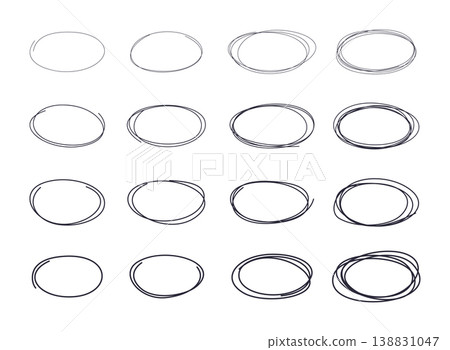 Hand drawn circle line sketch set. Doodle sketched circles. Vector abstract ellipsses for design use. Hand drawn circle line sketch set. Doodle sketched circles. Vector abstract ellipsses for design use. 138831047