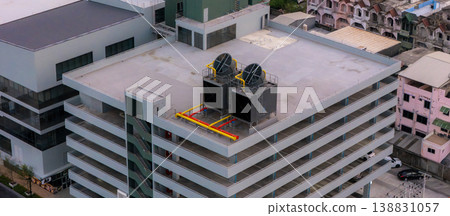Cooling towers in data center building. Cooling towers in data center building. 138831057