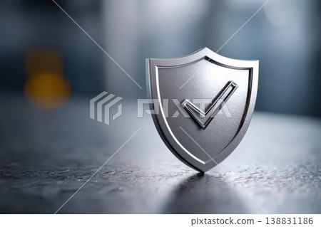 metal shield on the old wooden surface 138831186