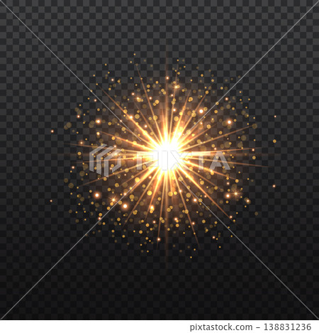 Transparent Golden Glow light effect. Copper lights effects. Sparkle and glitter. Vector illustration. Transparent Golden Glow light effect. Copper lights effects. Sparkle and glitter. Vector illustration. 138831236