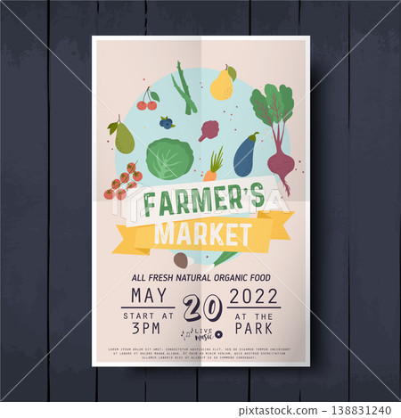 Vegetables farmer market sketch poster. Farm fresh leaflet templates bright vegetables, organic food advertising, Vegetables farmer market sketch poster. Farm fresh leaflet templates bright vegetables, organic food advertising, 138831240