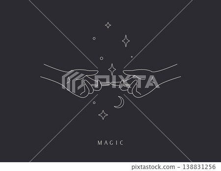 Hand drawn linear style logo/icon of hands. Abstract symbol for cosmetics and packaging or beauty products. Hand drawn linear style logo/icon of hands. Abstract symbol for cosmetics and packaging or beauty products. 138831256