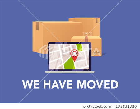 We have moved banner. Moving concept. Changing address, new location. We have moved banner. Moving concept. Changing address, new location. 138831320