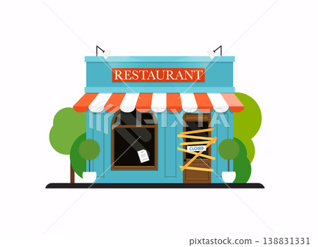 Restaurant is closed/bankrupt. Flat design modern vector business concept. Restaurant is closed/bankrupt. Flat design modern vector business concept. 138831331