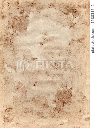 Vintage paper background hand-made on watercolor paper and coffee grounds Vintage paper background hand-made on watercolor paper and coffee grounds 138831341