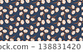 Floral seamless pattern with natural flat style cotton plant branches and flower on dark blue background. Abstract textile print. Vector illustration. 138831420