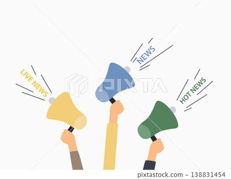 People holding a megaphone with a message. Business flat vector illustration. People holding a megaphone with a message. Business flat vector illustration. 138831454