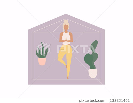 Women doing yoga activity at home. Women doing yoga activity at home. 138831461