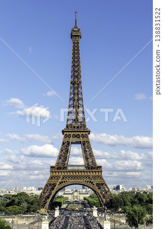 Beautiful view of famous Eiffel Tower in Paris, France. Paris Best Destinations in Europe. Beautiful view of famous Eiffel Tower in Paris, France. Paris Best Destinations in Europe. 138831522