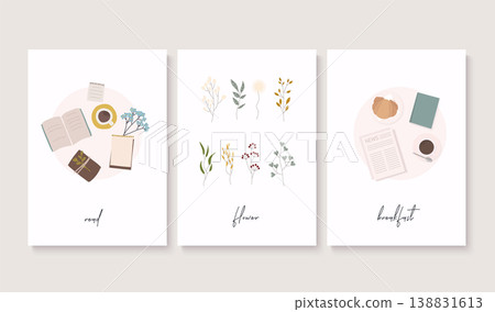 Banner with herbs, breakfast, paper sheet. Flat design modern vector illustration concept. Banner with herbs, breakfast, paper sheet. Flat design modern vector illustration concept. 138831613
