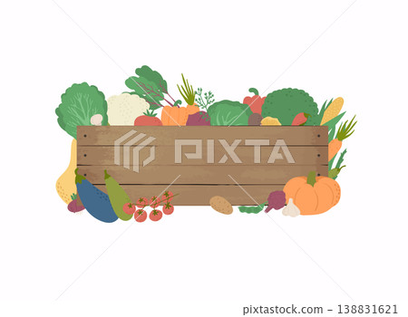 Banner with vector vegetables. Fresh  vegetable. 138831621