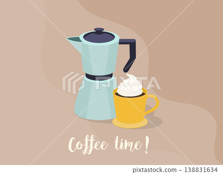 Cup of Fresh Coffee. Vector Illustration. Flat Style. Cup of Fresh Coffee. Vector Illustration. Flat Style. 138831634