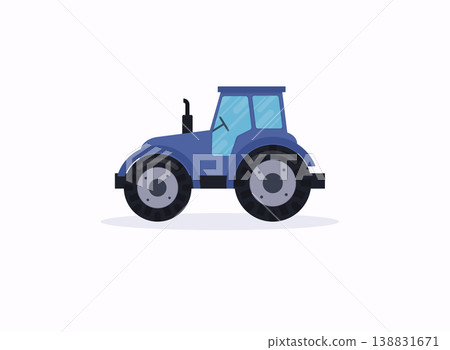 Tractor. Vector illustration of a blue tractor in a flat style. Tractor. Vector illustration of a blue tractor in a flat style. 138831671