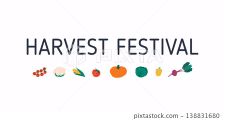 Harvest Festival banner with autumn vegetables. Harvest fest poster design. 138831680