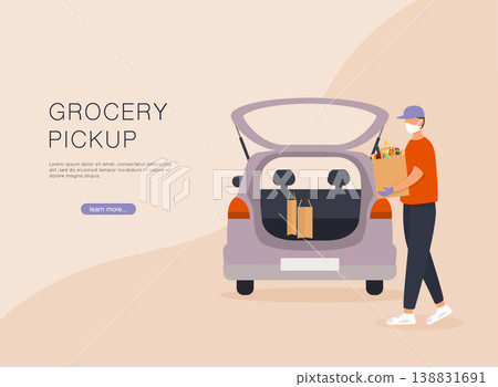 Order groceries online. Pick up point in food supermarket. Safe shopping. Order groceries online. Pick up point in food supermarket. Safe shopping. 138831691