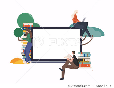 Online education at home concept. E-learning. Modern vector illustration concepts for website and mobile website development. Online education at home concept. E-learning. Modern vector illustration concepts for website and mobile website development. 138831693