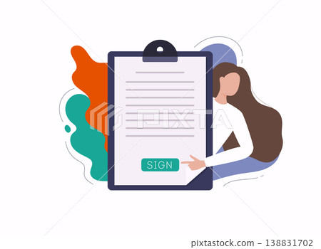 Electronic signature concept. Business contract signing. Corporate document. Agreement checking. 138831702