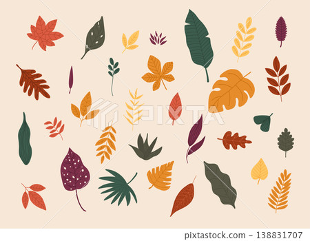 Set of colorful autumn leaves. Flat design modern vector illustration concept. 138831707