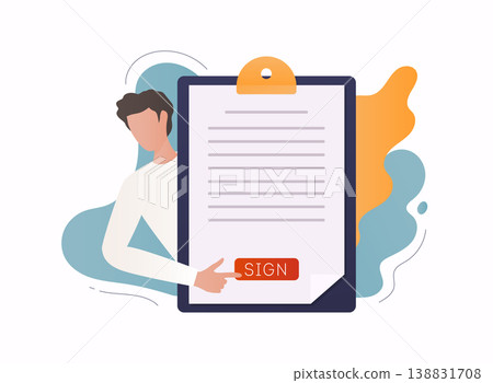 Electronic signature concept. Business contract signing. Corporate document. Agreement checking. 138831708