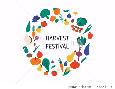 Harvest Festival banner with autumn vegetables. Harvest fest poster design. 138831803