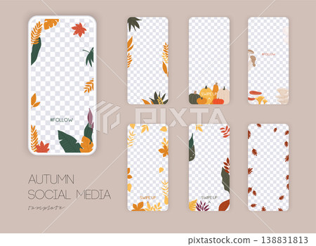 Trendy editable template for social networks stories, Autumn themes. Vector illustration. 138831813