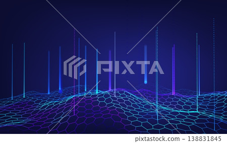 Abstract network digital for flow background science and technology ai cyber. Data future blue for cyberspace vector design and big business. Abstract line tech for flow connection 3d. 138831845