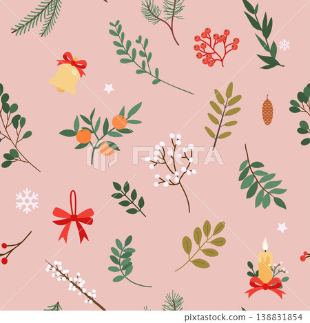 Christmas pattern. Christmas decor elements. Flat design modern vector illustration concept. 138831854