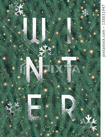 Winter. Christmas realistic looking christmas tree branches with light effect. Winter. Christmas realistic looking christmas tree branches with light effect. 138831947