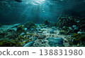 Underwater ocean pollution with plastic waste 138831980