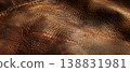 Close-Up of Brown Aged Leather with Detailed Stitching 138831981