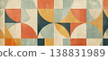 Mid-century retro pattern with muted vintage tones 138831989