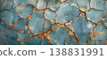 Cracked ceramic glaze with weathered colorful finish 138831991