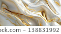 White and gold fluid marble abstract background 138831992