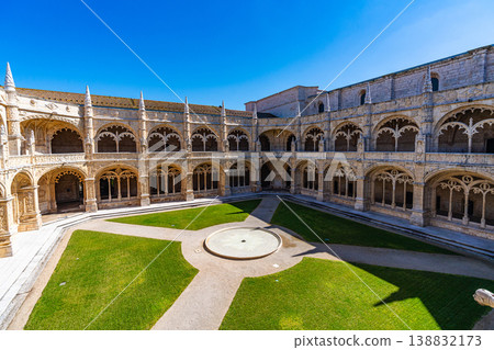 Jeronimos Monastery Cloister in Lisbon Portugal Historic Architecture Jeronimos Monastery Cloister in Lisbon Portugal Historic Architecture 138832173