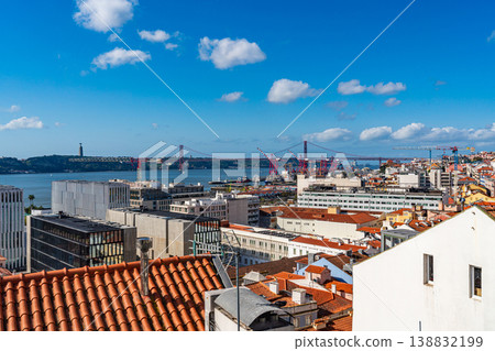 lisbon cityscape with tagus river and 25 de abril bridge portugal skyline lisbon cityscape with tagus river and 25 de abril bridge portugal skyline 138832199