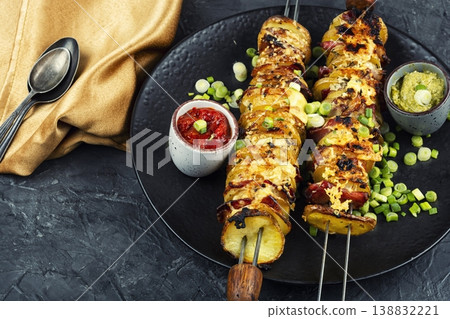 Baked Potato and Bacon Kebabs Baked Potato and Bacon Kebabs 138832221