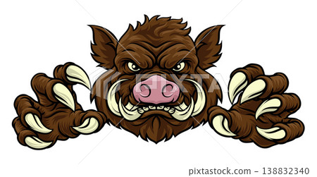 Boar Wild Hog Razorback Warthog Pig Sports Mascot Boar Wild Hog Razorback Warthog Pig Sports Mascot 138832340