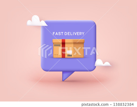 Fast delivery concept. Online shopping. 3D Vector Illustrations. 138832384
