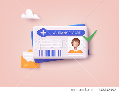 Medical insurance card icon. 3D Web Vector Illustrations. Medical insurance card icon. 3D Web Vector Illustrations. 138832392