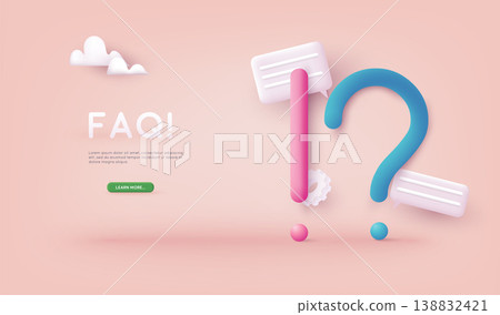 Exclamations and Question Marks. FAQ concept. Ask Questions and receive Answers. Online Support center. Frequently Asked Questions. 3D Web Vector Illustrations. Exclamations and Question Marks. FAQ concept. Ask Questions and receive Answers. Online Support center. Frequently Asked Questions. 3D Web Vector Illustrations. 138832421