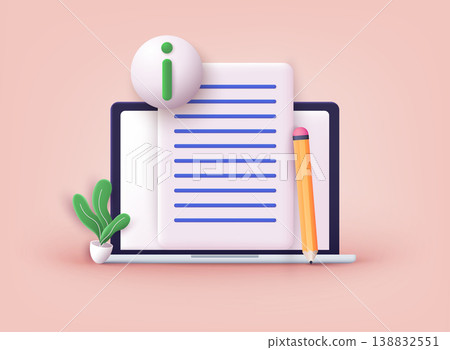 Info center, customer online communication. Guides, FAQ, support metaphors. 3D Web Vector Illustrations. Info center, customer online communication. Guides, FAQ, support metaphors. 3D Web Vector Illustrations. 138832551