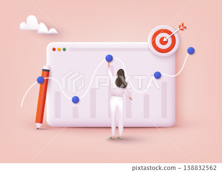 Onboarding screens user interface kit for mobile app templates concept of controlling. Business processes. 3D Web Vector Illustrations. 138832562