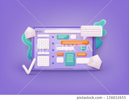 Planning concept. Entrepreneurship and calendar schedule planning with filling course campaign. 3D Web Vector Illustrations. 138832655