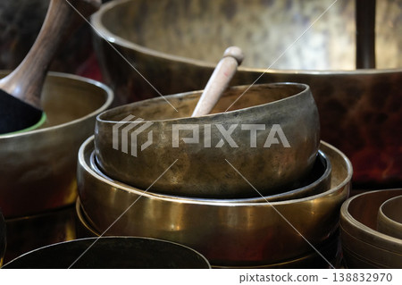 tibetan bell close up detail 138832970