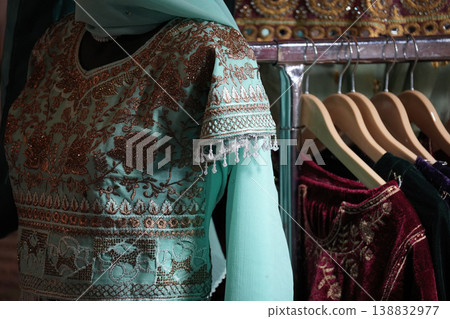 indonesia and thailand clothes detail colorful decorated indonesia and thailand clothes detail colorful decorated 138832977