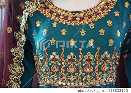 indian clothes detail colorful decorated 138833150
