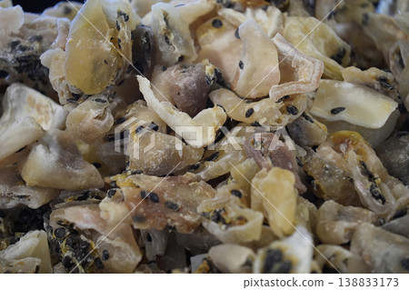 Passion fruit candied fruit detail close up Passion fruit candied fruit detail close up 138833173
