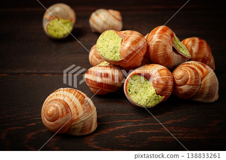 grape snails , stuffed in burgundy, french cuisine, 138833261