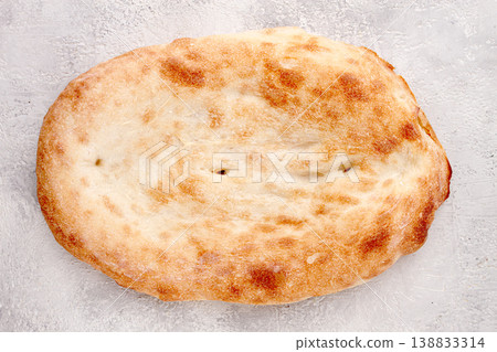 Georgian lavash bread, freshly baked, top view, on the table, no people, 138833314